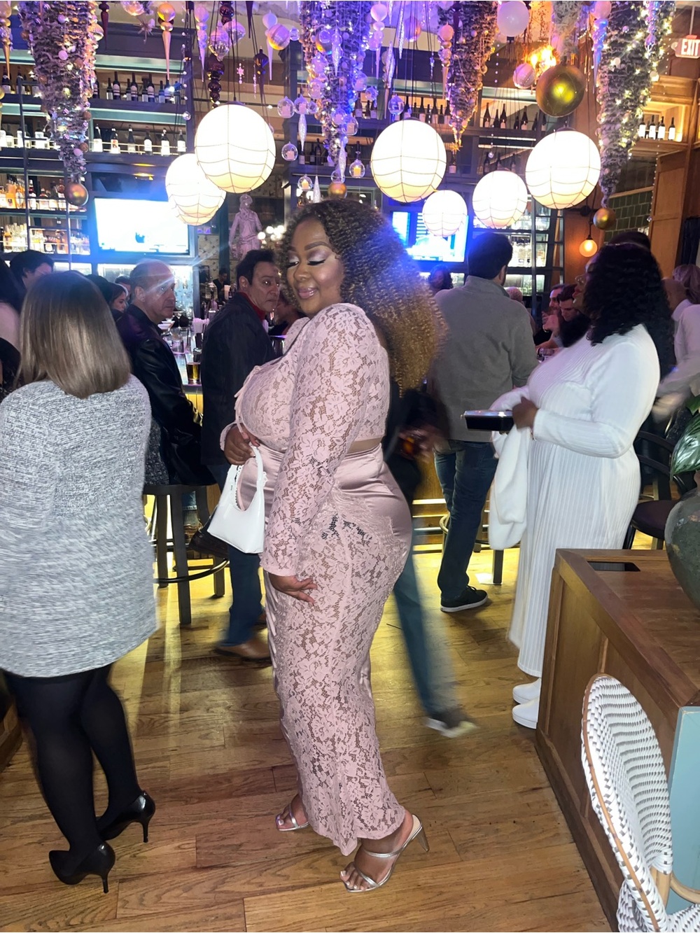 PrettyLittleThing Pink Lace Wrap Maxi Dress